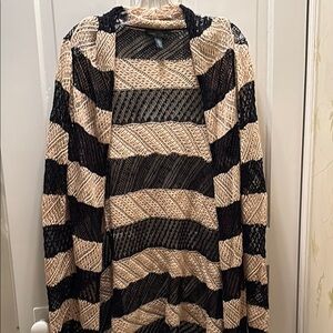Black and Beige Knit Cardigan or Swim Coverup